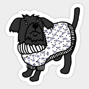 Cute Dog in Christmas Winter Snowflake Sweater Sticker